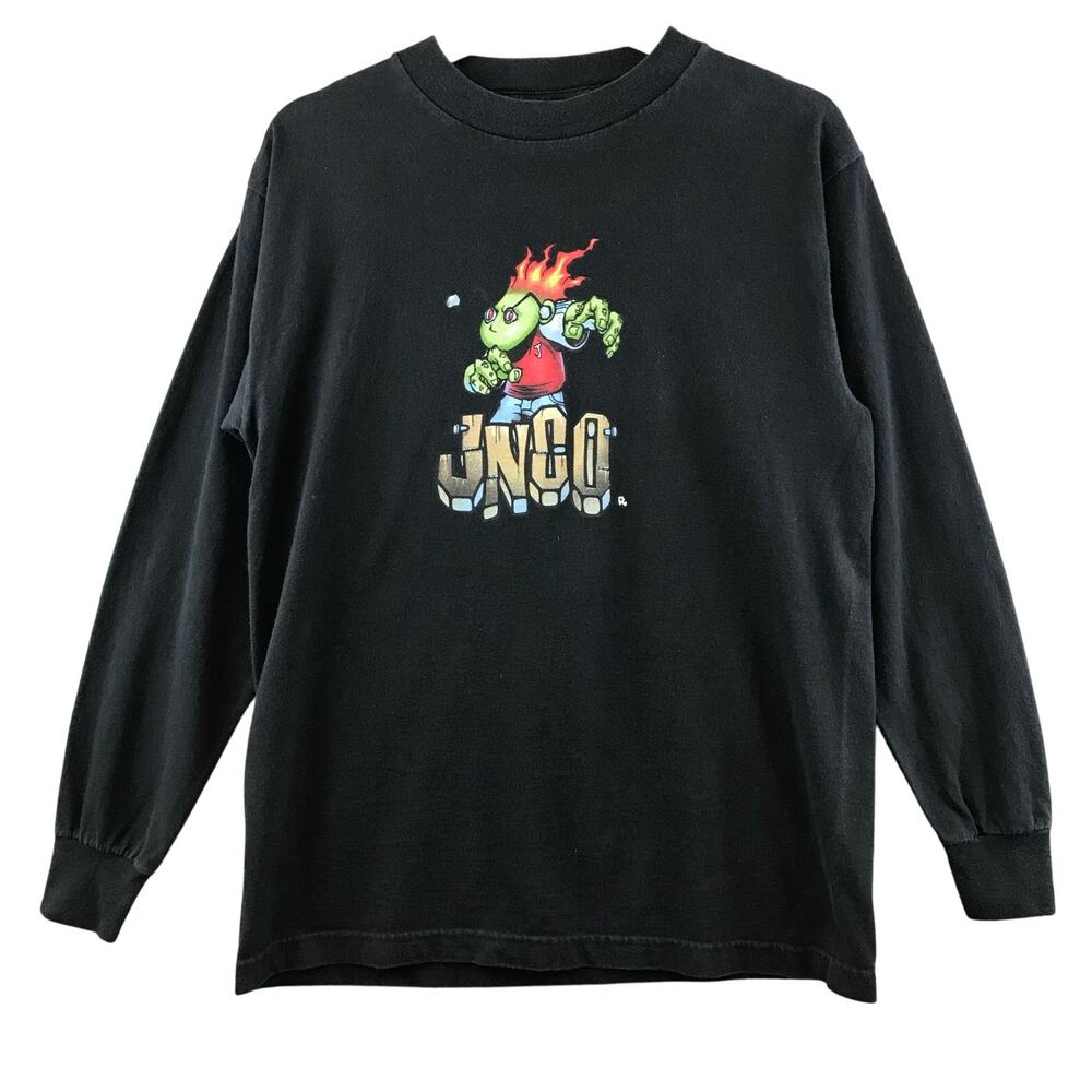 Vintage Youth JNCO Jeans Alien Flamehead Skate T-Shirt long sleeve‎ XL